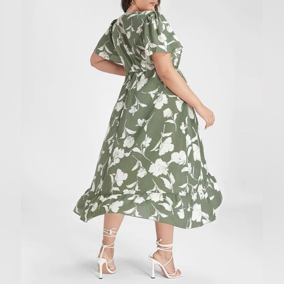 Bloom Dress - Floral Ruffle Knot Side Wrap Dress - Picture 2 of 2